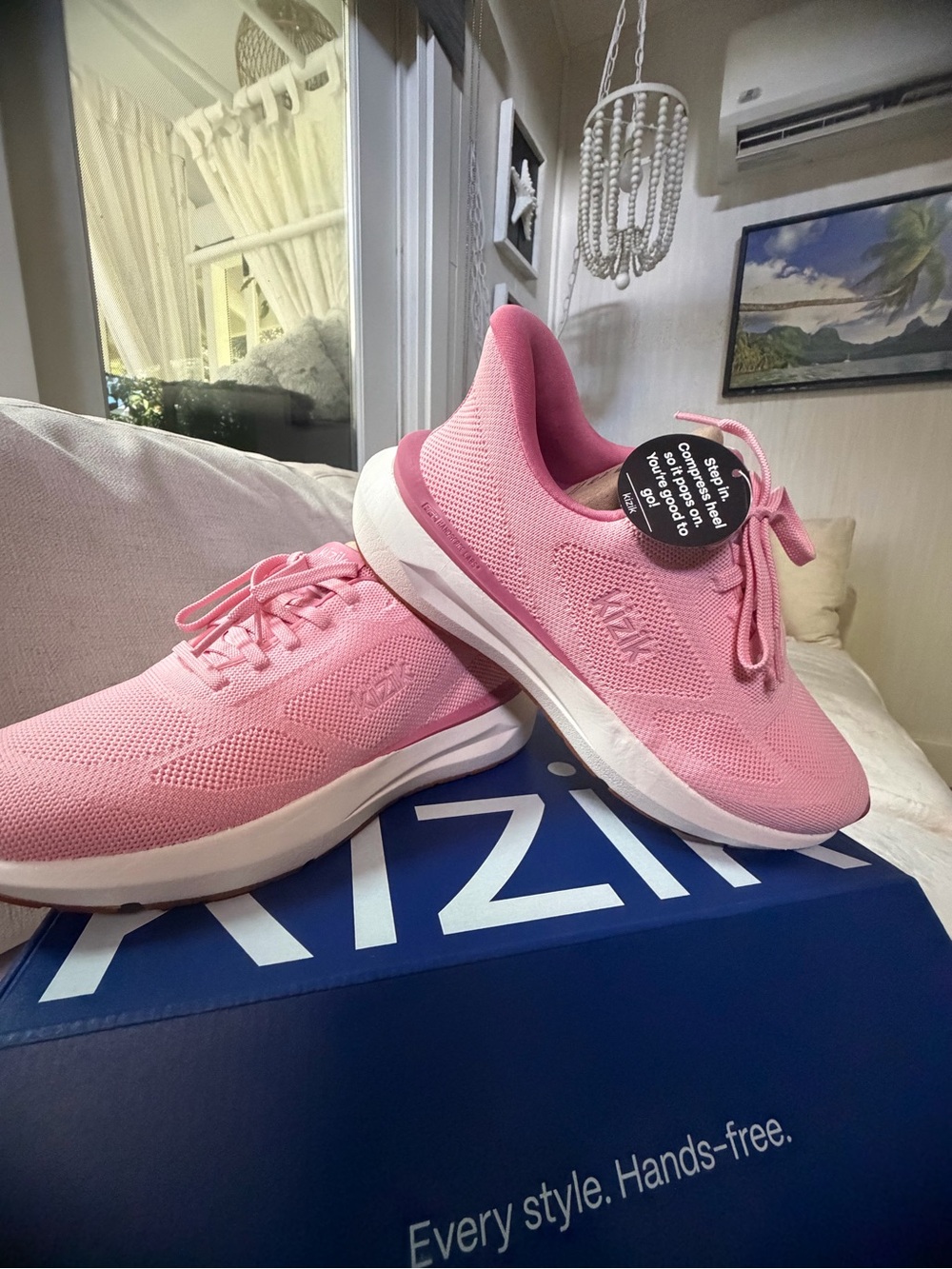 Women's Pink Slip-On Knit Sneakers